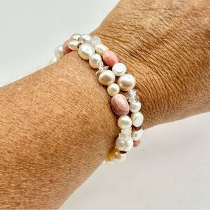 Honora Pearl ( 2 ) & Rose Quartz Bracelets with Pink Tourmaline